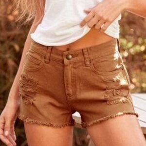 Women's Billabong Brown Tan Distressed Jean Shorts - Size 25